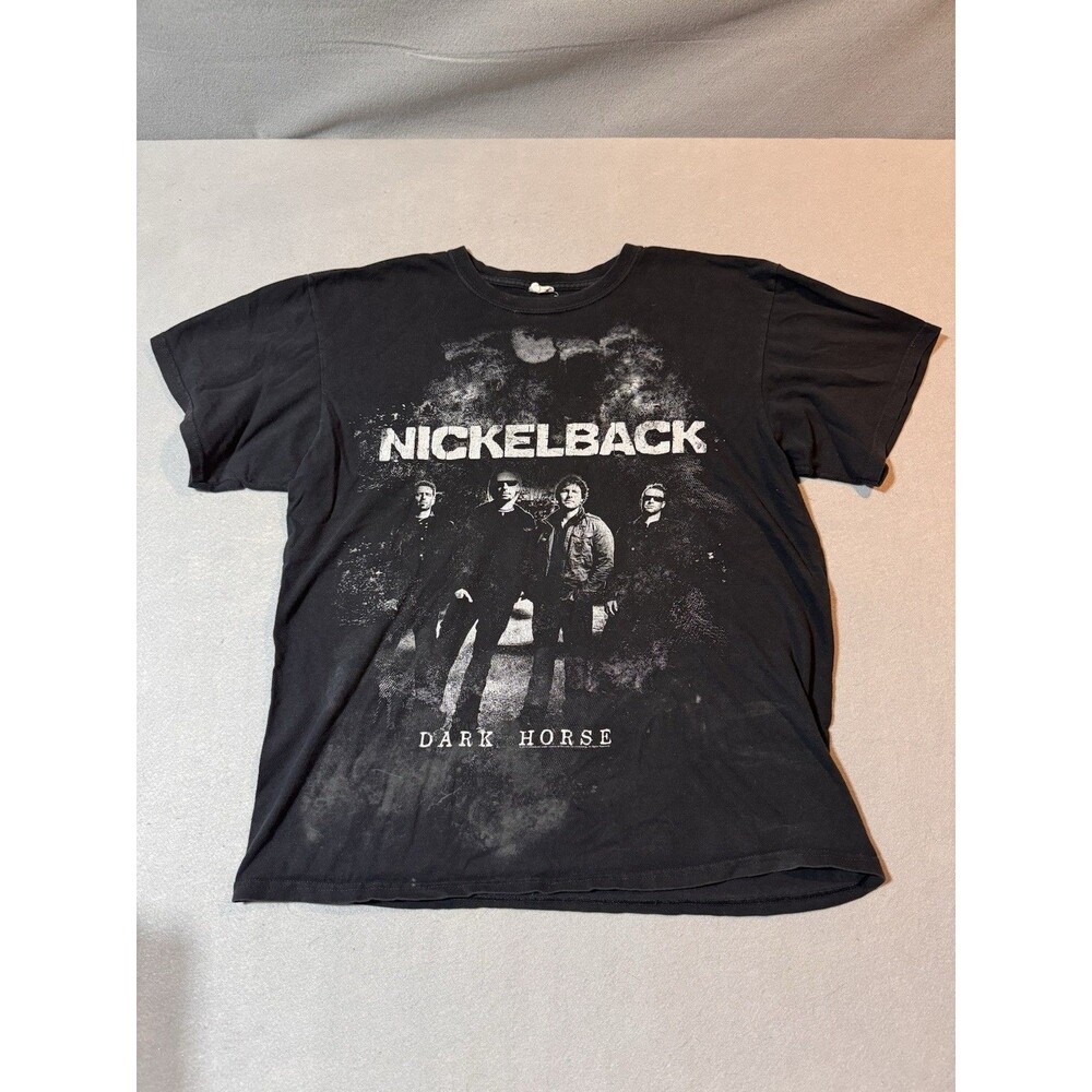 Y2K Nickleback Shirt Men's Large Black Cotton Dark Horse 2010 Tour Concert Anvil